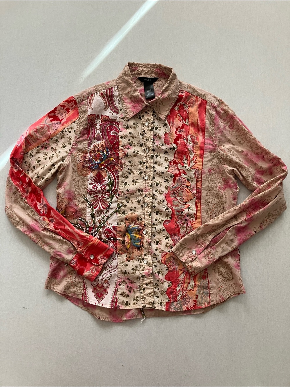 Floral Paisley Button-Down Shirt in Pink and Red
